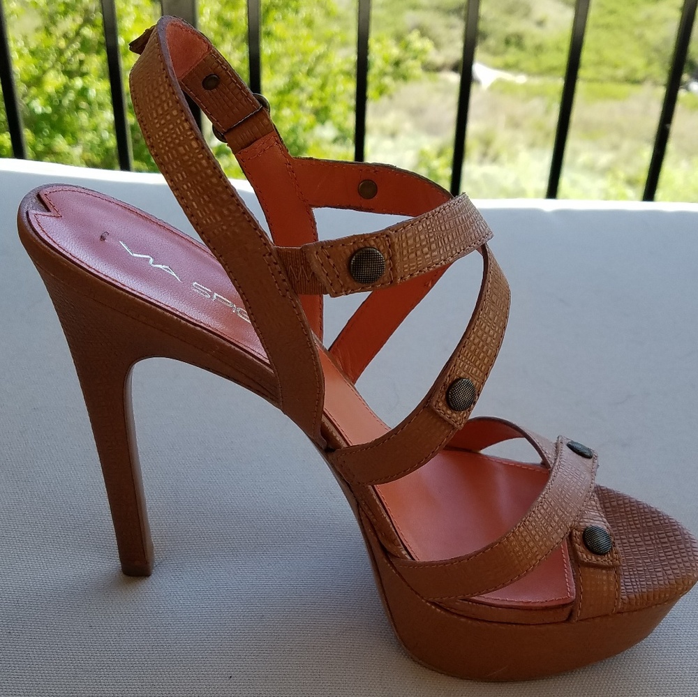 Via Spiga Tan Platform Sandals